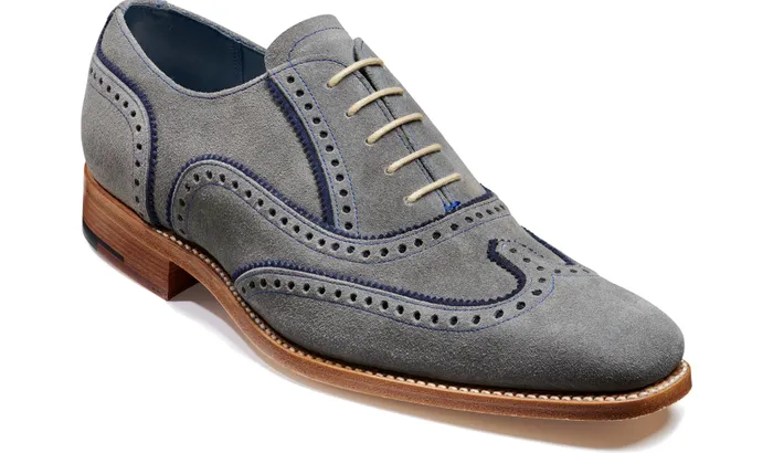 Spencer 8211 Grey Navy Suede Men Barker Shoes Mens Brogues