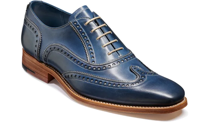 Spencer 8211 Navy Grey Hand Painted Men Barker Shoes Wedding Shoes