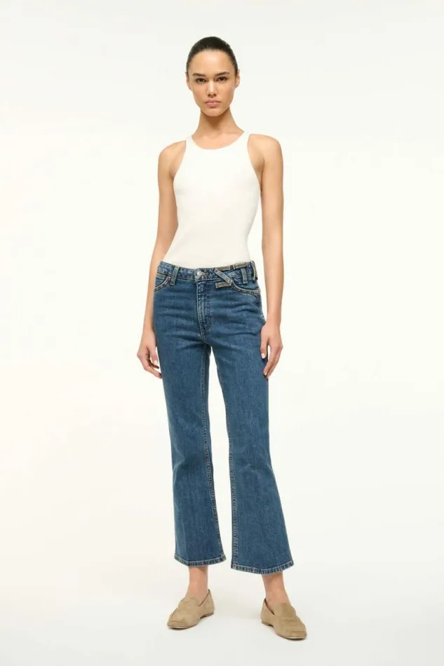 STAUD Denim WRANGLER THE CROPPED BOOT JEAN Indigo Wash 8211 Women
