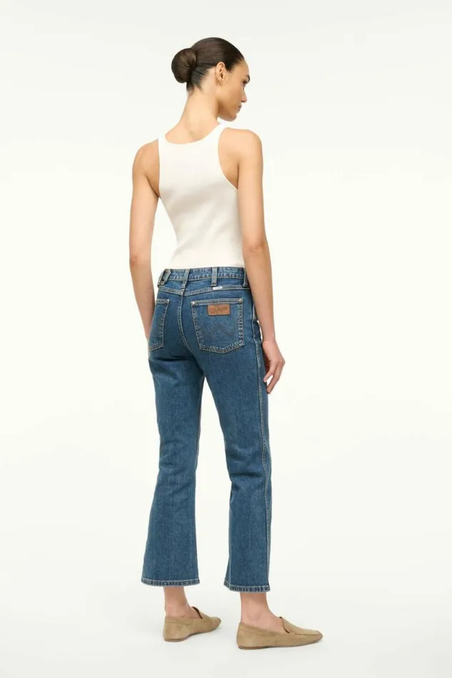 STAUD Denim WRANGLER THE CROPPED BOOT JEAN Indigo Wash 8211 Women