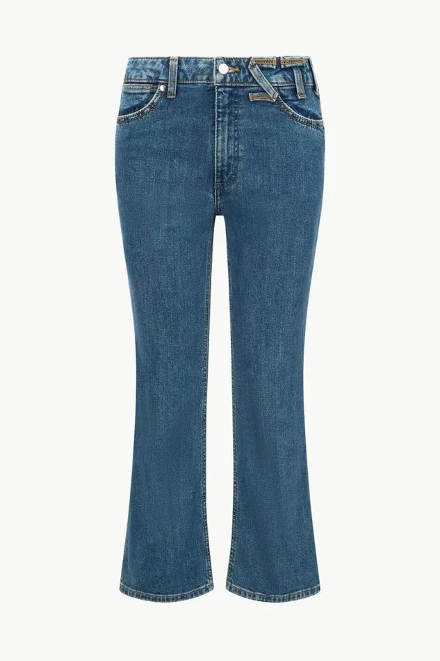 STAUD Denim WRANGLER THE CROPPED BOOT JEAN Indigo Wash 8211 Women