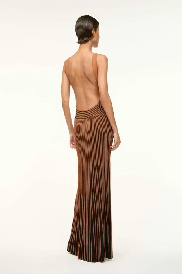 STAUD Dresses CLARETTA DRESS Tan Black 8211 Women