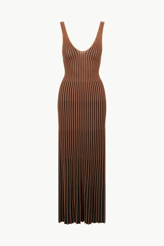 STAUD Dresses CLARETTA DRESS Tan Black 8211 Women