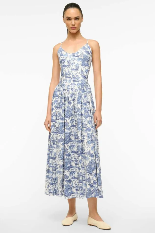 STAUD Dresses DENA DRESS Blue Toile 8211 Women
