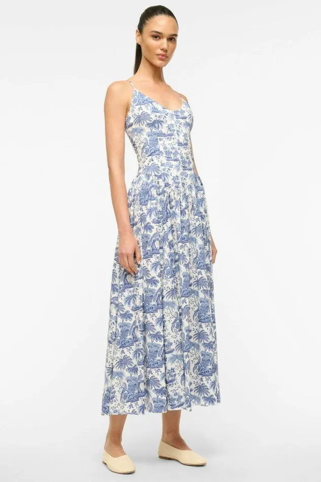 STAUD Dresses DENA DRESS Blue Toile 8211 Women