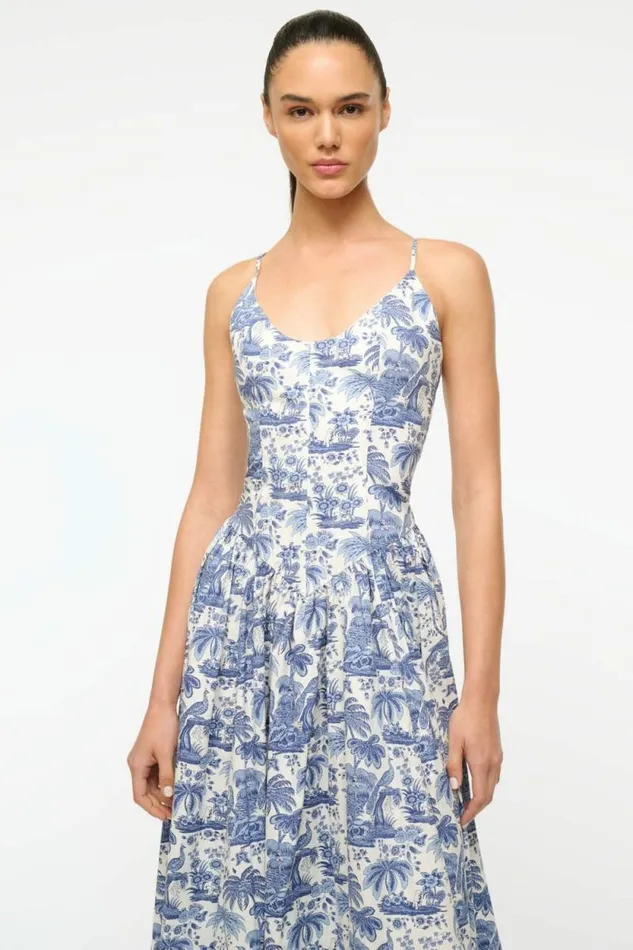STAUD Dresses DENA DRESS Blue Toile 8211 Women