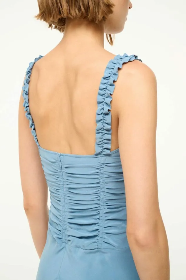 STAUD Dresses NIC SILK MAXI DRESS Slate Blue 8211 Women STAUD Dresses NIC SILK MAXI DRESS Slate Blue 8211 Women