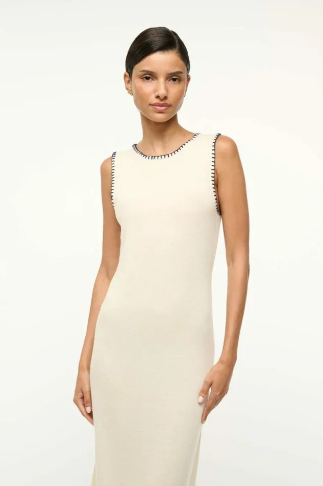 STAUD Dresses WENTWORTH DRESS Ivory Navy 8211 Women STAUD Dresses WENTWORTH DRESS Ivory Navy 8211 Women