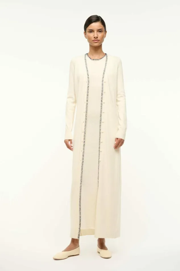 STAUD Dresses WENTWORTH DRESS Ivory Navy 8211 Women STAUD Dresses WENTWORTH DRESS Ivory Navy 8211 Women
