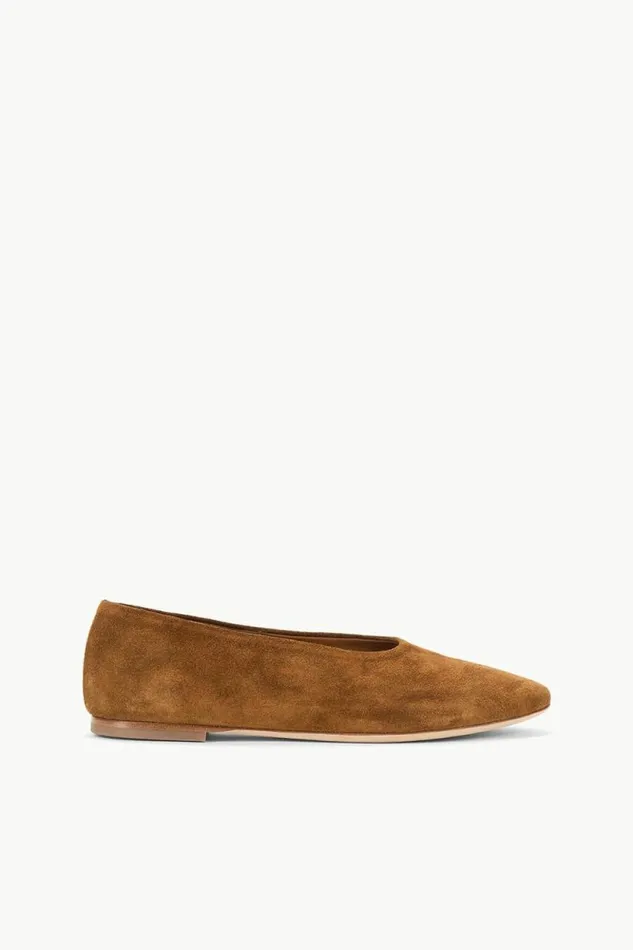 STAUD Mules and Flats ALBA BALLET FLAT Tan Suede 8211 Women