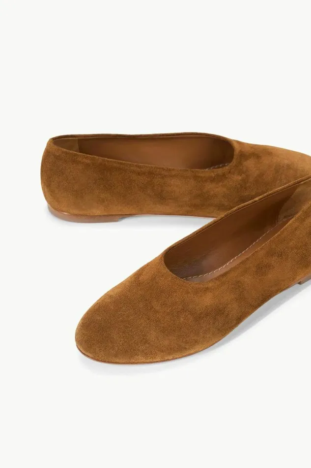 STAUD Mules and Flats ALBA BALLET FLAT Tan Suede 8211 Women