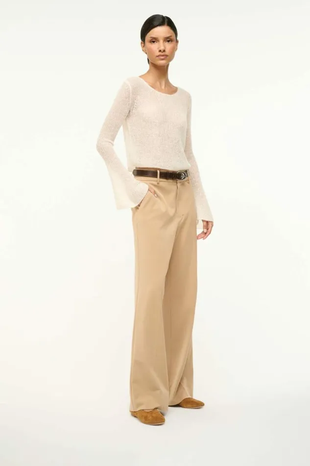 STAUD Mules and Flats ALBA BALLET FLAT Tan Suede 8211 Women