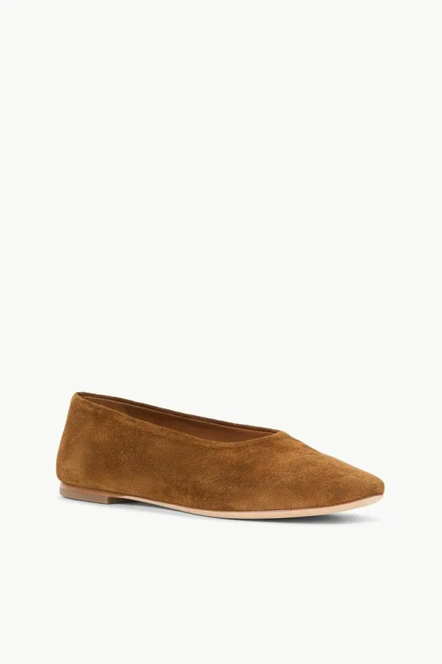 STAUD Mules and Flats ALBA BALLET FLAT Tan Suede 8211 Women
