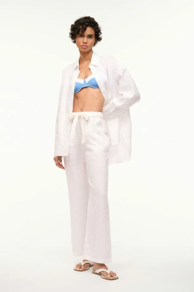 STAUD Swim COLTON COVERUP SHIRT White 8211 Women