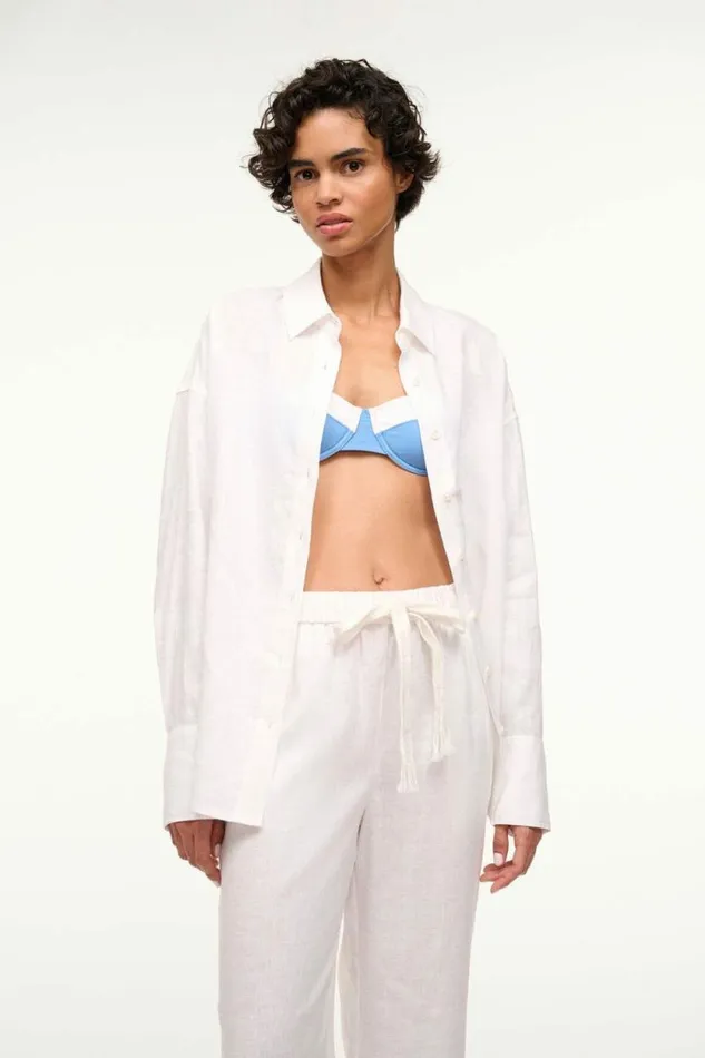 STAUD Swim COLTON COVERUP SHIRT White 8211 Women STAUD Swim COLTON COVERUP SHIRT White 8211 Women