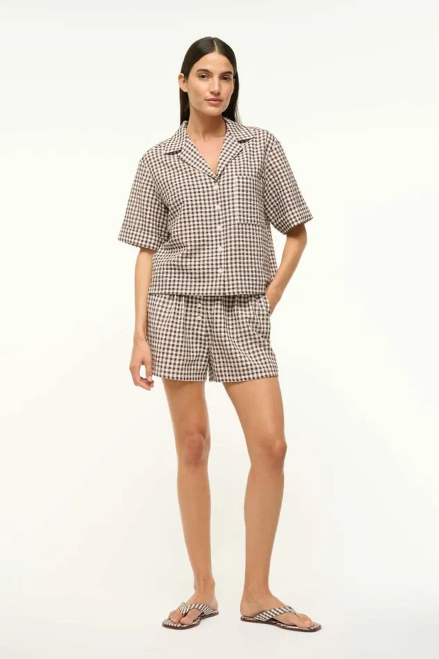STAUD Swim GABI SHIRT Dark Chocolate Gingham 8211 Women STAUD Swim GABI SHIRT Dark Chocolate Gingham 8211 Women