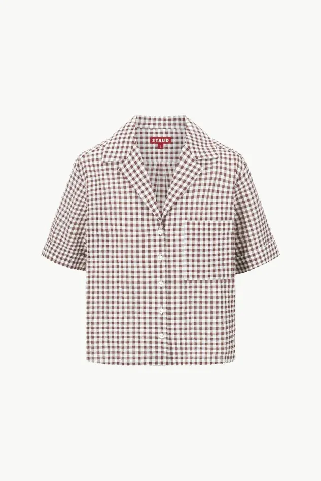STAUD Swim GABI SHIRT Dark Chocolate Gingham 8211 Women STAUD Swim GABI SHIRT Dark Chocolate Gingham 8211 Women