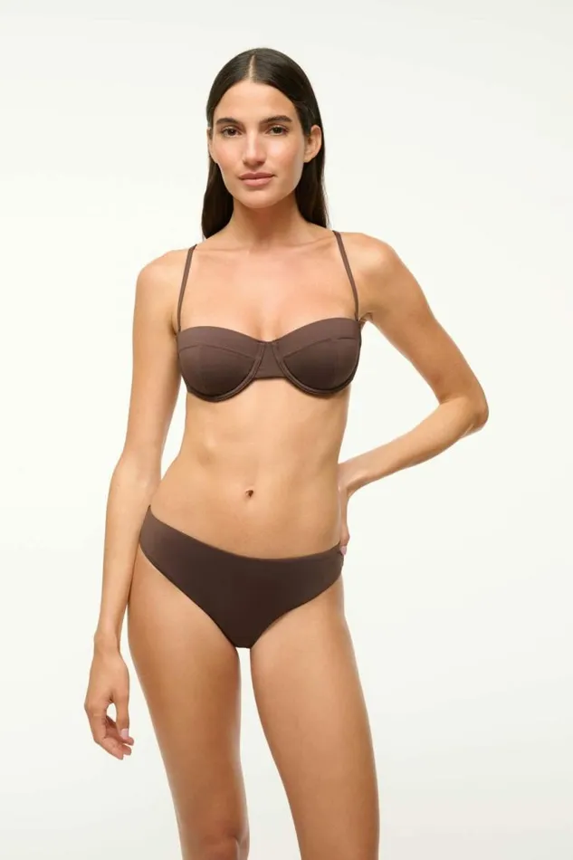 STAUD Swim JO BALCONETTE BIKINI TOP Dark Chocolate 8211 Women