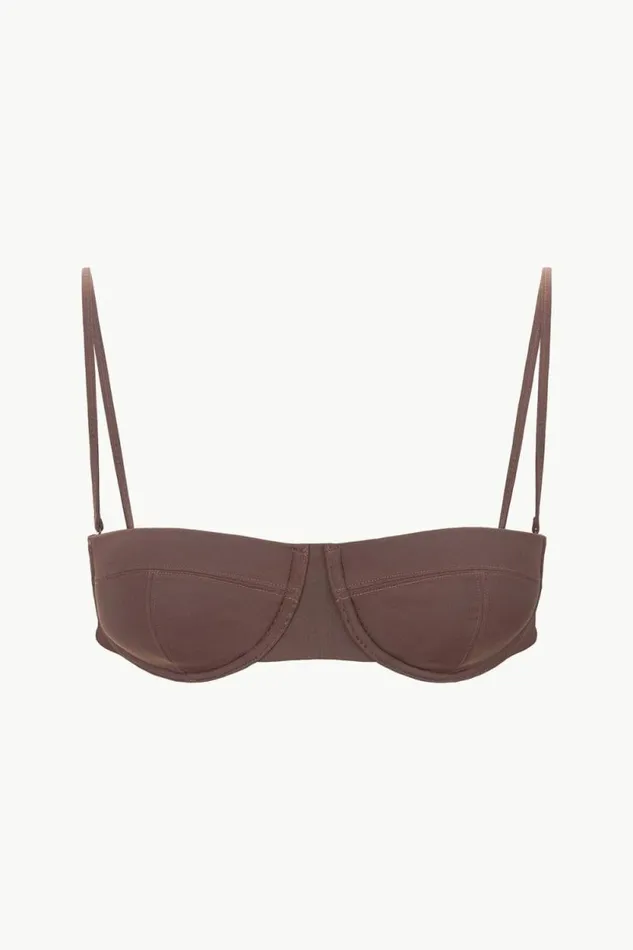 STAUD Swim JO BALCONETTE BIKINI TOP Dark Chocolate 8211 Women STAUD Swim JO BALCONETTE BIKINI TOP Dark Chocolate 8211 Women