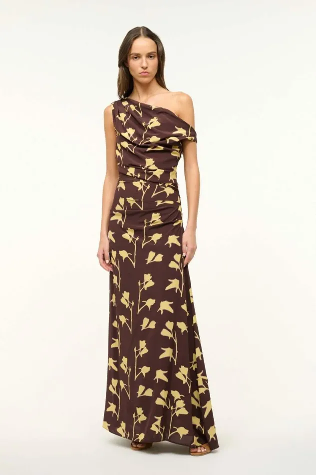 STAUD The Evening Edit MAXI PHARE DRESS Earth Pressed Floral 8211 Women