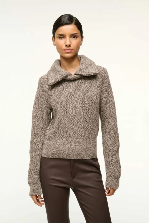 STAUD The Knit Shop CHRISTOPHER SWEATER Mocha Melange 8211 Women