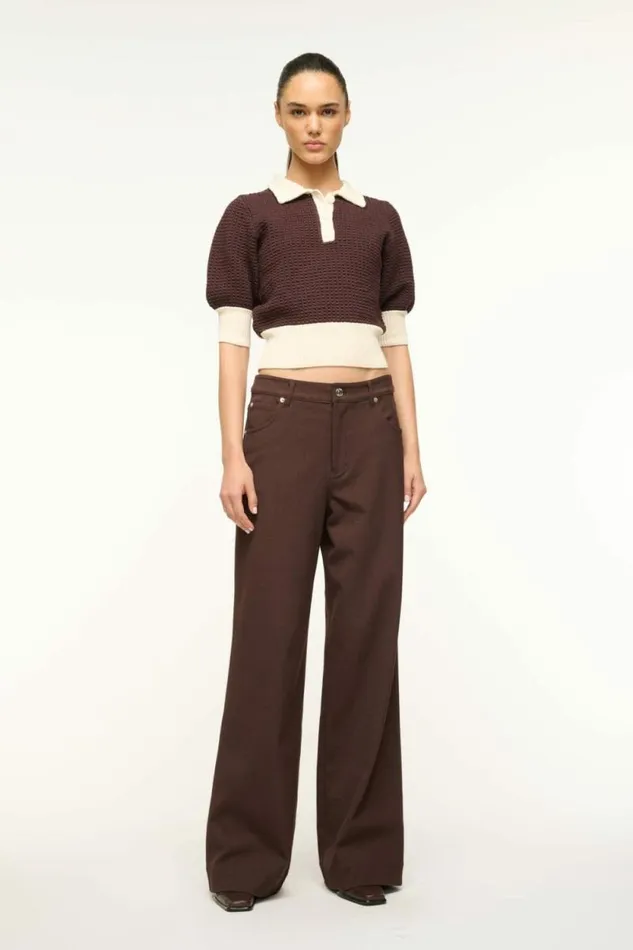 STAUD Tops ALTEA SWEATER Dark Chocolate Ivory 8211 Women