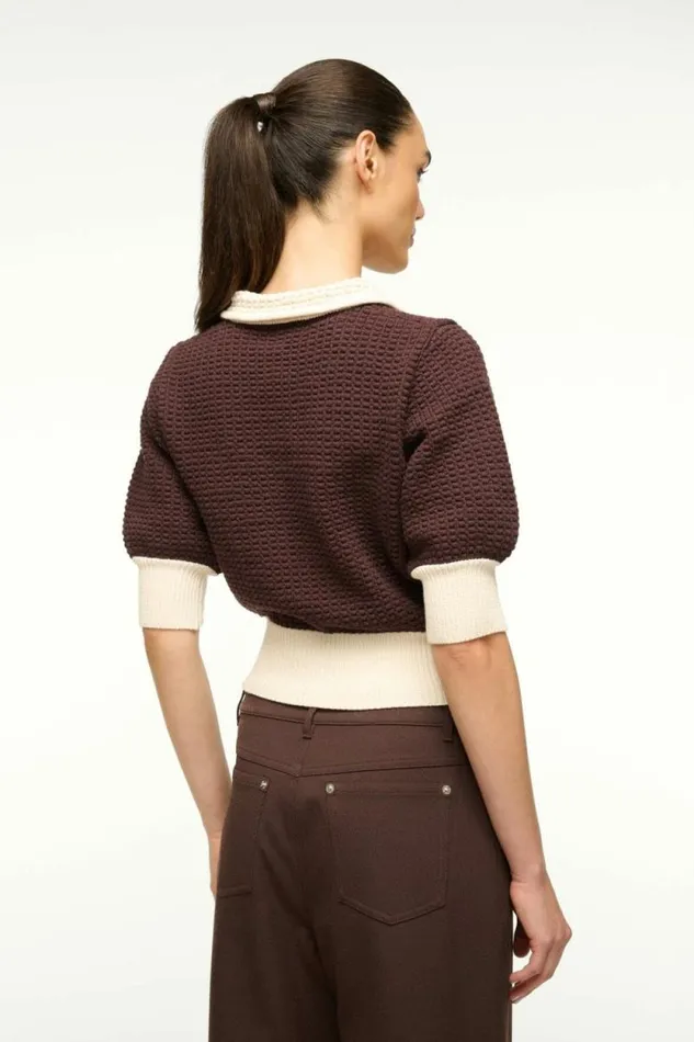 STAUD Tops ALTEA SWEATER Dark Chocolate Ivory 8211 Women