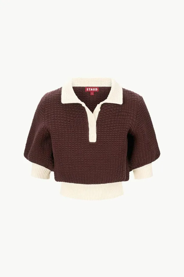 STAUD Tops ALTEA SWEATER Dark Chocolate Ivory 8211 Women