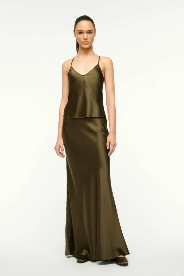 STAUD Tops DURAND SILK CAMI Woodland 8211 Women