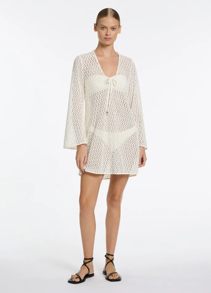 Stretch Lace Kaftan Cream Women JETS Australia Dresses and Kaftans