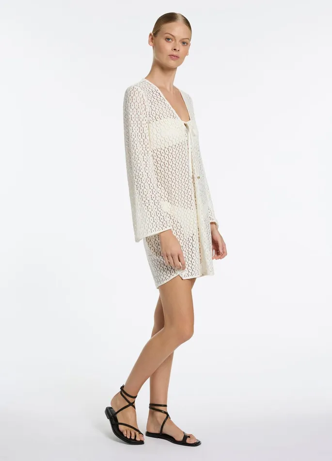 Stretch Lace Kaftan Cream Women JETS Australia Dresses and Kaftans