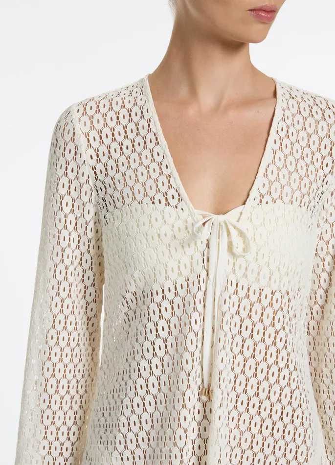Stretch Lace Kaftan Cream Women JETS Australia Dresses and Kaftans