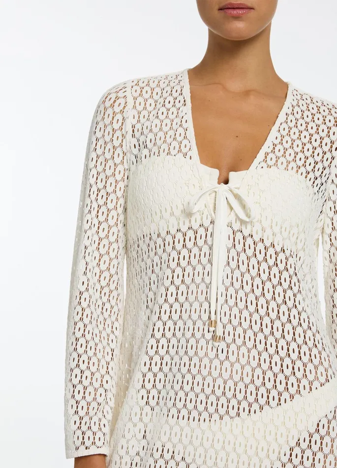 Stretch Lace Maxi Kaftan Cream Women JETS Australia Dresses and Kaftans