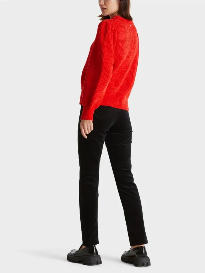 Strick Damen Marc Cain Eleganter Sweater Aus Chenille Bright Fire Red