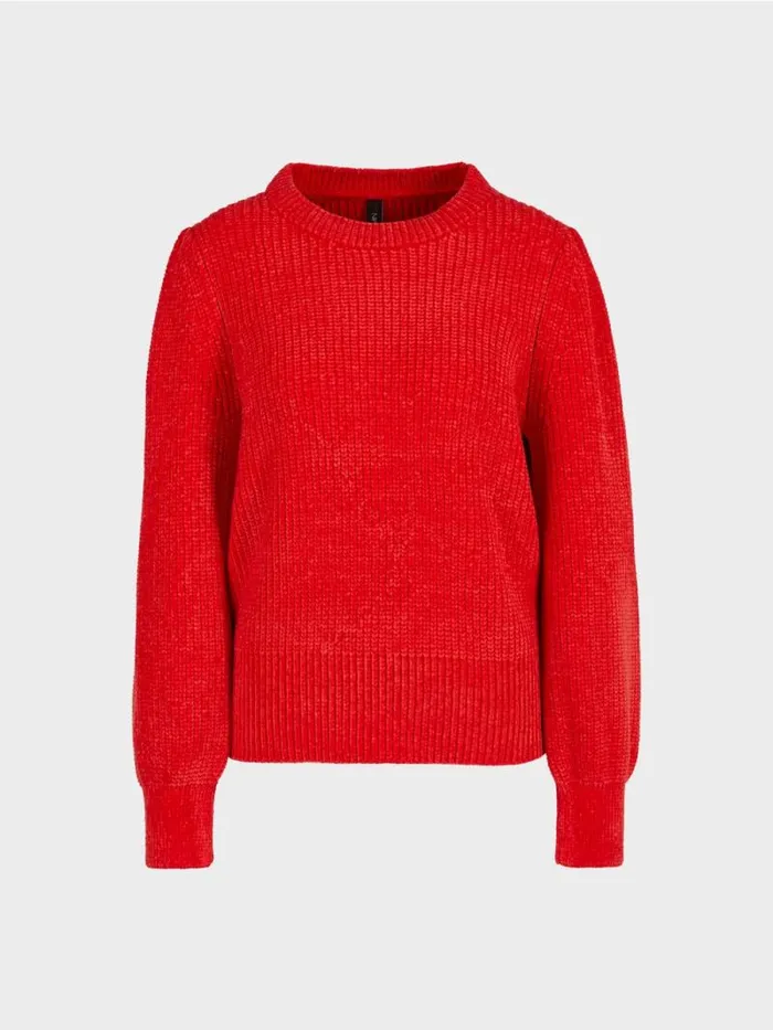Strick Damen Marc Cain Eleganter Sweater Aus Chenille Bright Fire Red