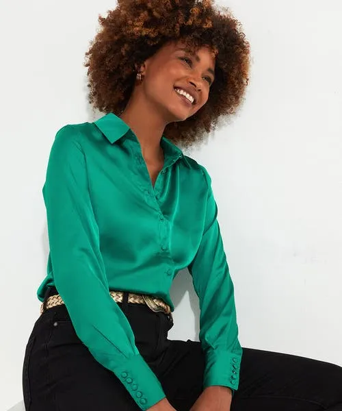 Stunning Satin Blouse Green Tops Tunics and Blouses Joebrowns Apparel Stunning Satin Blouse Green Tops Tunics and Blouses Joebrowns Apparel