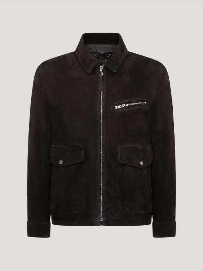 Suede and Shearling Jackets Men Belstaff Patterson Jacket Washed Black