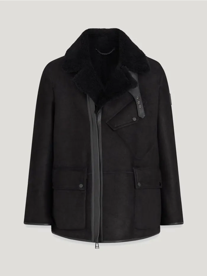 Suede and Shearling Jackets Men Belstaff Storm Coat Black