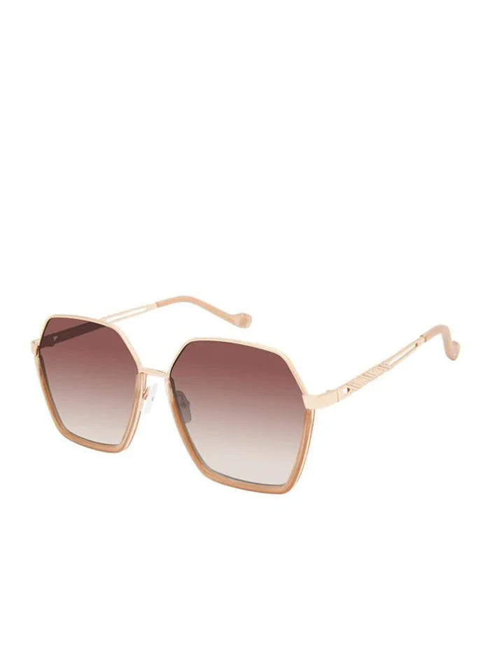 Sunglasses Accessories Jessica Simpson Geometric Metal Sunglasses In Gold and Nude
