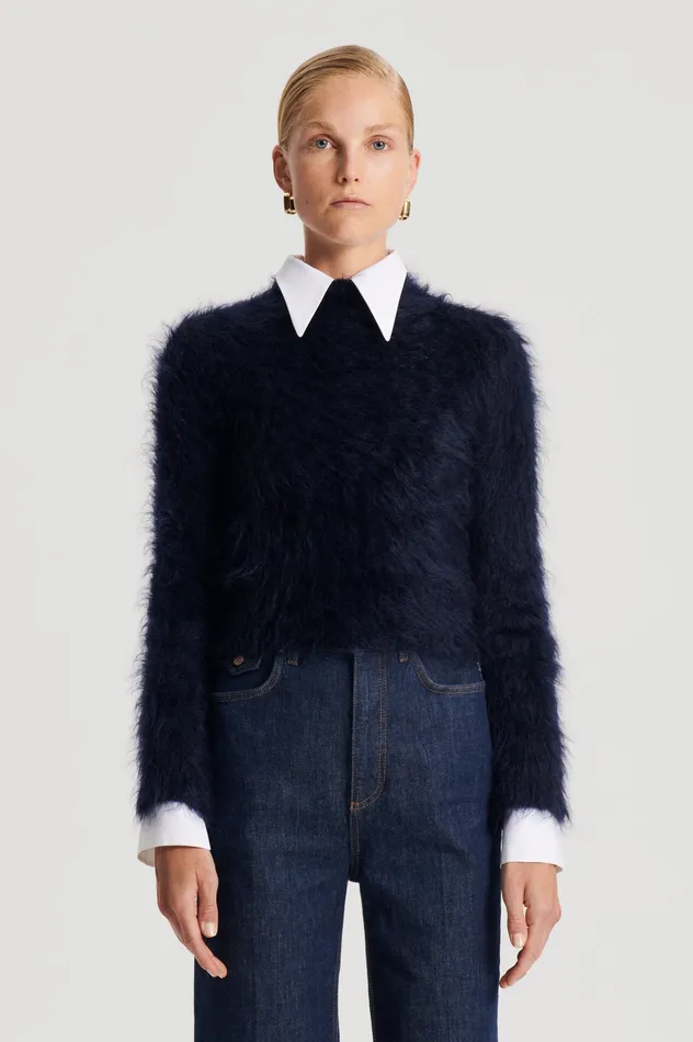 Sweaters Women BRUSHED MOHAIR SLIM SWEATER NAVY Scanlan Theodore Sweaters Women BRUSHED MOHAIR SLIM SWEATER NAVY Scanlan Theodore