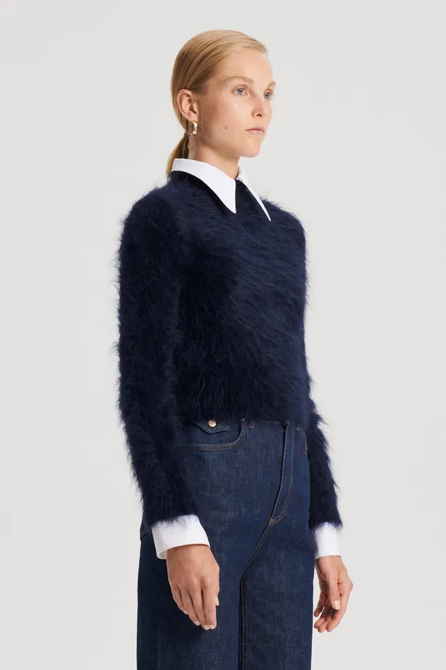 Sweaters Women BRUSHED MOHAIR SLIM SWEATER NAVY Scanlan Theodore Sweaters Women BRUSHED MOHAIR SLIM SWEATER NAVY Scanlan Theodore