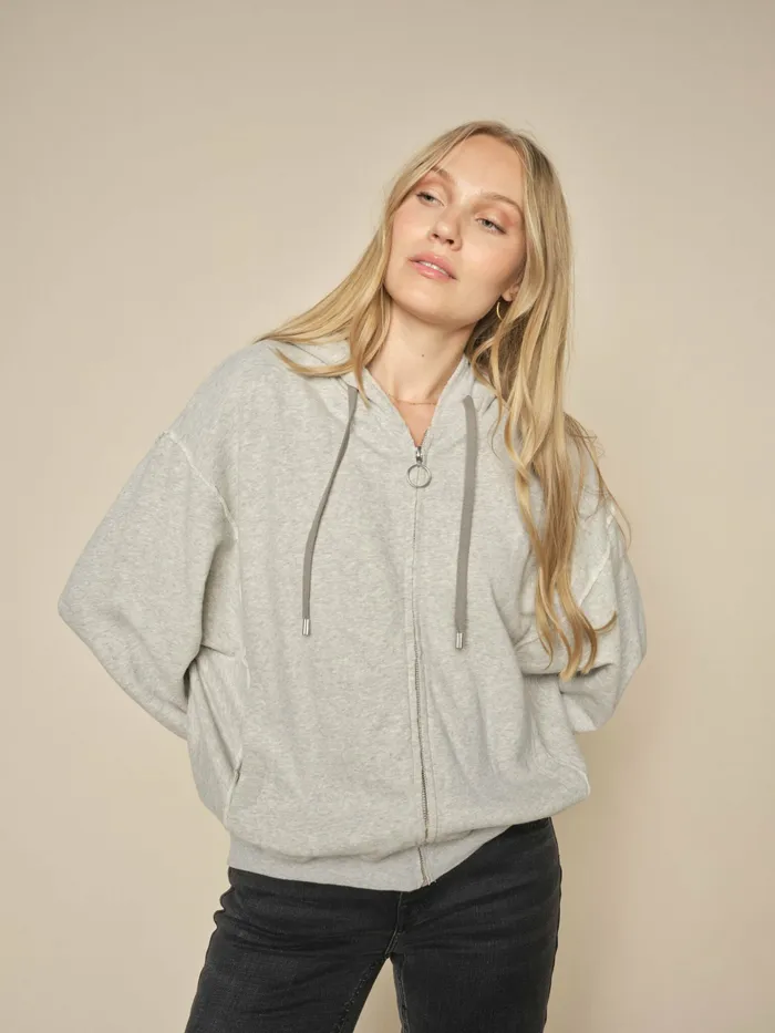 Sweats MOS MOSH Women MMVinca Zip Hoodie Sweatshirt Grey Melange