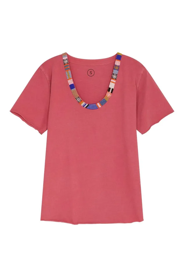 TShirts and Tops Women Leon and Harper Tizia Beads Tshirt Coral