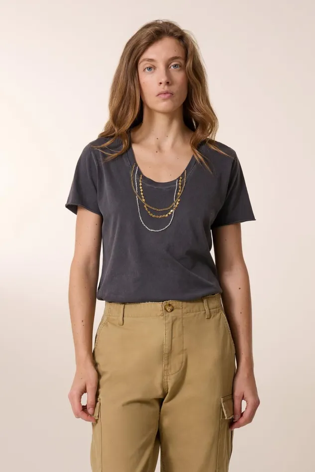 TShirts and Tops Women Leon and Harper Tizia Diamond TShirt Carbone