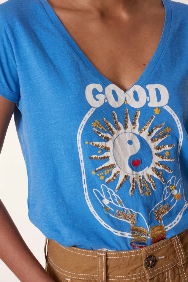 TShirts and Tops Women Leon and Harper Tonton Karma Tshirt Sea