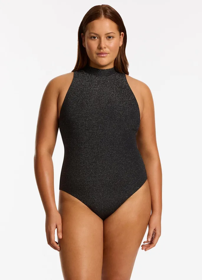 Tirari Nights High Neck One Piece Black Women JETS Australia High Neck One Piece