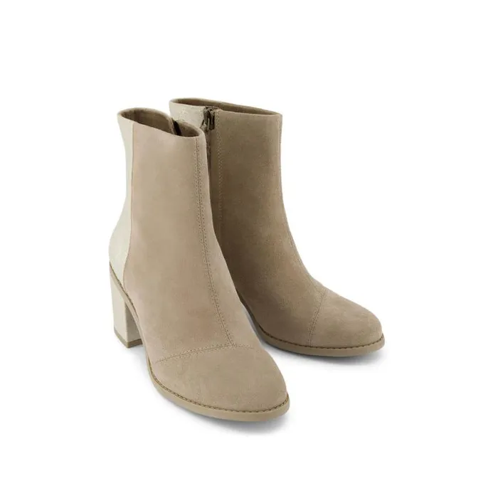 Toms Boots and Booties Evelyn Heeled Boot Dune Metallic Suede 8211 Women