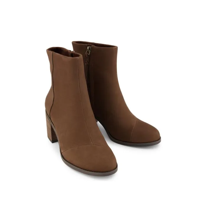 Toms Boots and Booties Evelyn Heeled Boot Oak Brown Leather 8211 Women Toms Boots and Booties Evelyn Heeled Boot Oak Brown Leather 8211 Women