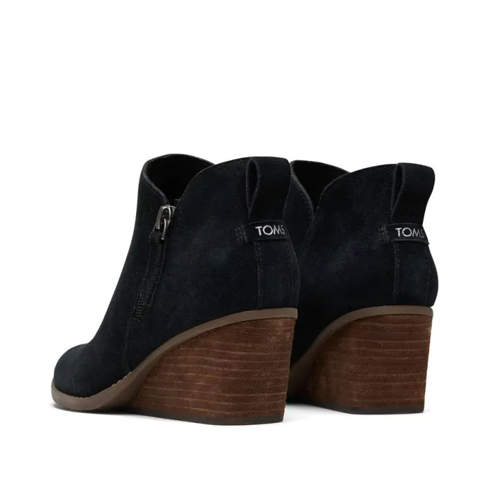 Toms Boots and Booties Goldie Wedge Ankle Bootie Black Suede 8211 Women