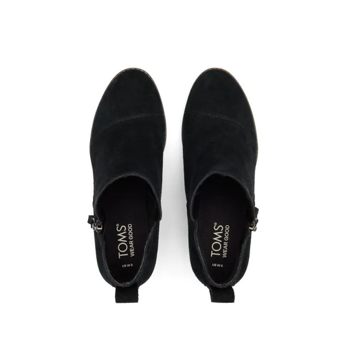 Toms Boots and Booties Goldie Wedge Ankle Bootie Black Suede 8211 Women
